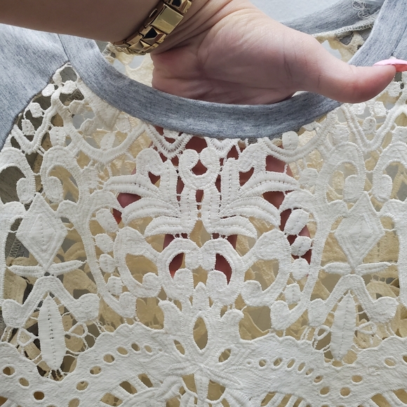 Crochet Raglan Top Boho Boutique Casual Meets Chic Size M - EUC! Boho A… - Picture 4 of 15